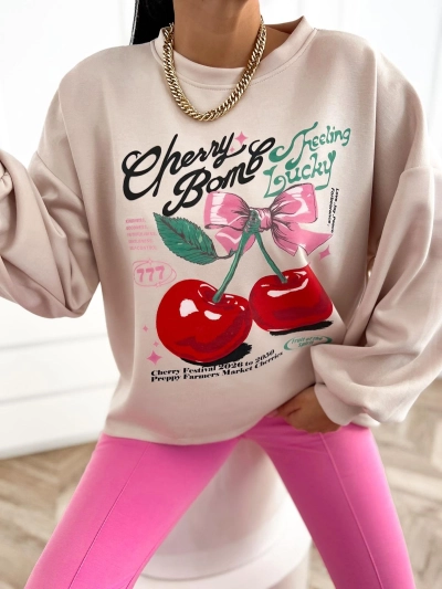 BLUZA DAMSKA "CHERRY BOOMB" BEŻ
